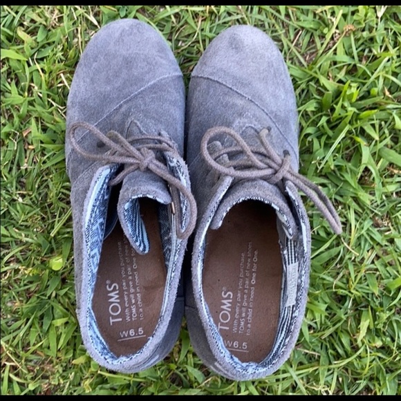 Toms Desert Wedge Boots Suede Grey 6.5 - Picture 3 of 8